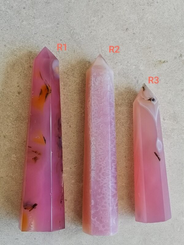 Natural pink agate tower