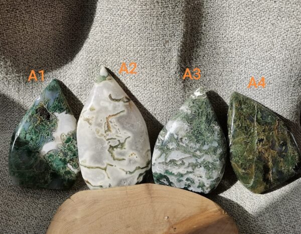 Moss Agate Teardrop Freeform Crystal – Decorative Moss Stone