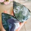 Moss Agate Teardrop Freeform Crystal – Decorative Moss Stone