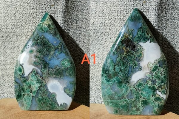 Moss Agate Teardrop Freeform Crystal – Decorative Moss Stone