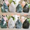 Moss Agate Teardrop Freeform Crystal – Decorative Moss Stone