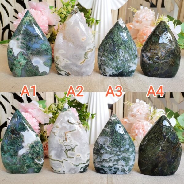 Moss Agate Teardrop Freeform Crystal – Decorative Moss Stone