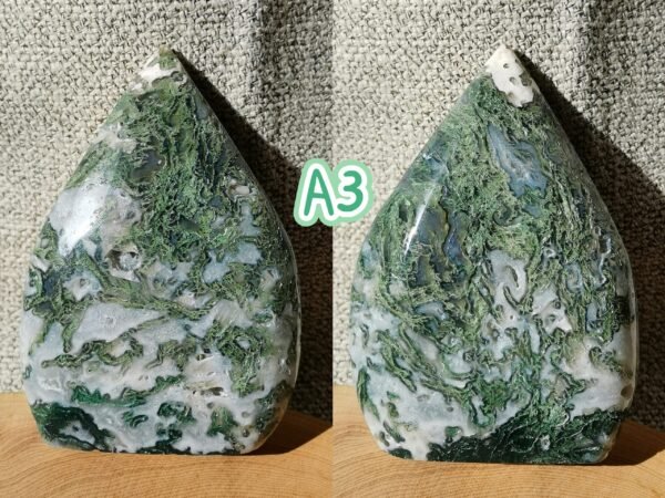 Moss Agate Teardrop Freeform Crystal – Decorative Moss Stone
