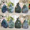 Moss Agate Teardrop Freeform Crystal – Decorative Moss Stone