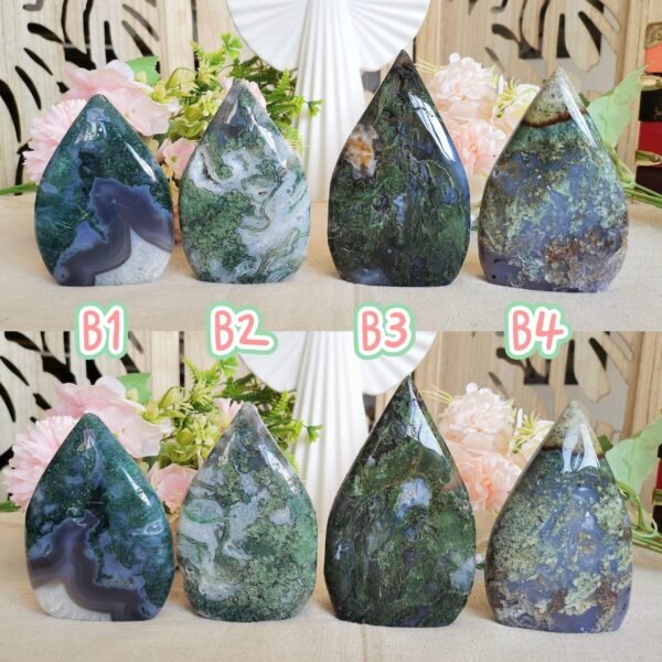 Moss Agate Teardrop Freeform Crystal – Decorative Moss Stone
