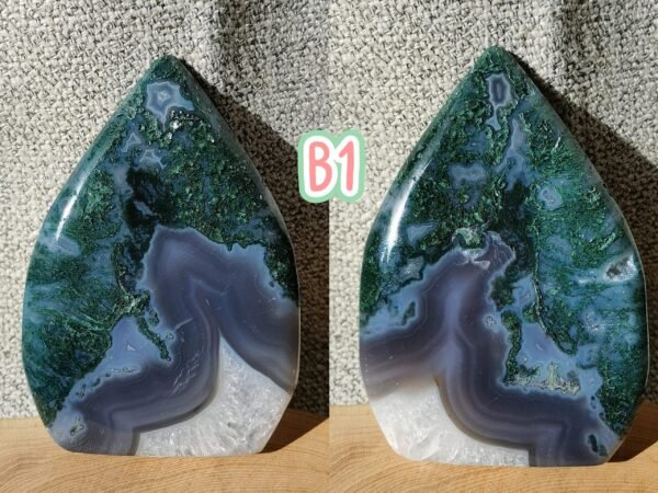 Moss Agate Teardrop Freeform Crystal – Decorative Moss Stone