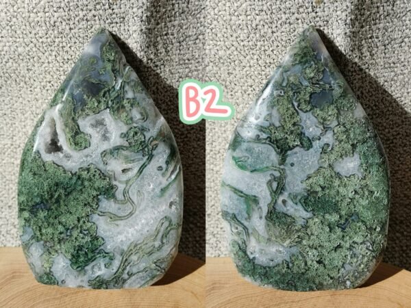 Moss Agate Teardrop Freeform Crystal – Decorative Moss Stone