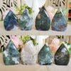 Moss Agate Teardrop Freeform Crystal – Decorative Moss Stone