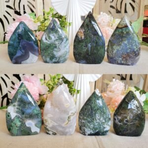 Moss Agate Teardrop Freeform Crystal – Decorative Moss Stone
