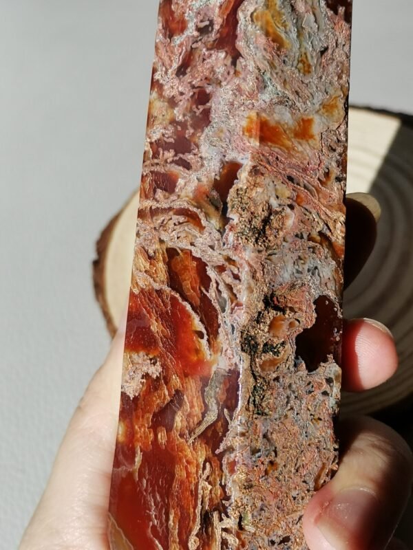 Torre de Ágata Musgo Roja-Cristal Energético