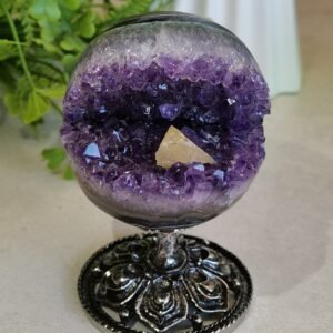 Amethyst "smile" geode with calcite