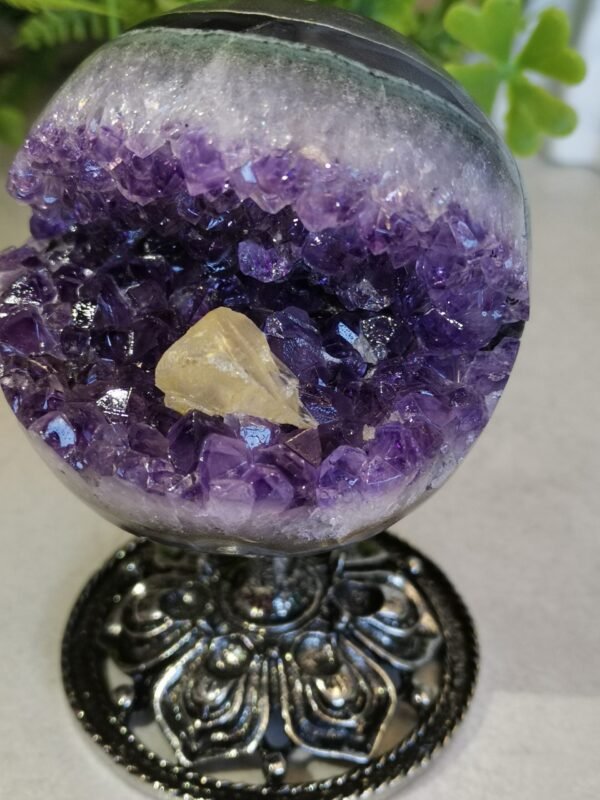 Amethyst "smile" geode with calcite