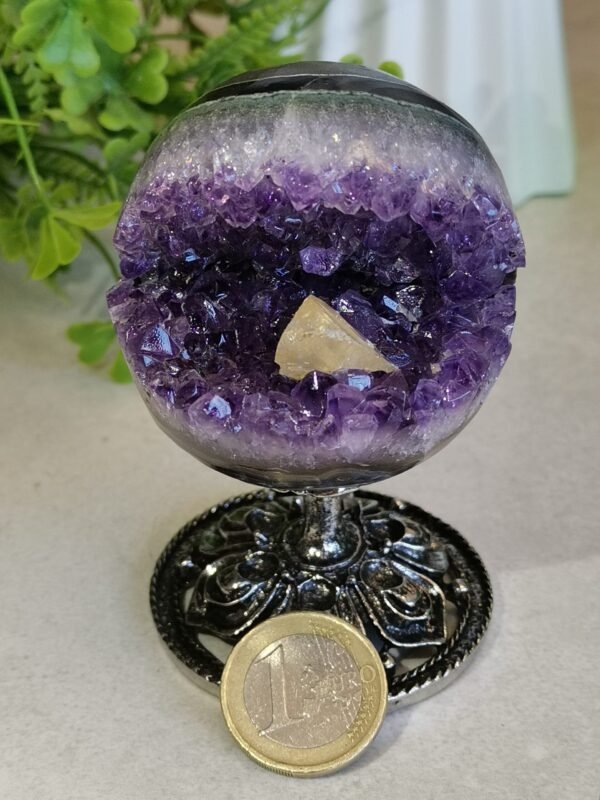 Amethyst "smile" geode with calcite