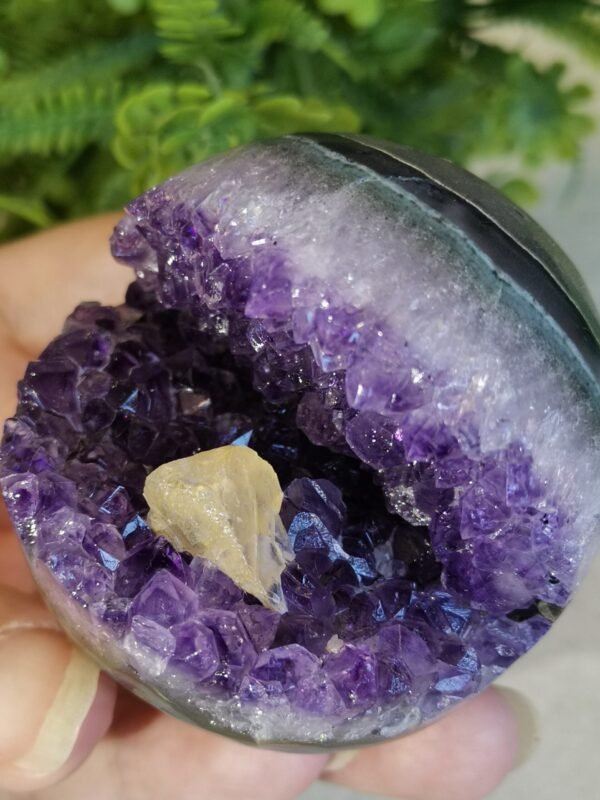 Amethyst "smile" geode with calcite