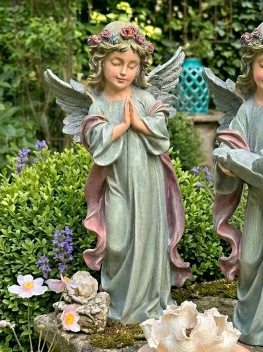 Pareja de ángeles decorativos con alas 31 cm