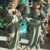 Pareja de ángeles decorativos con alas 31 cm