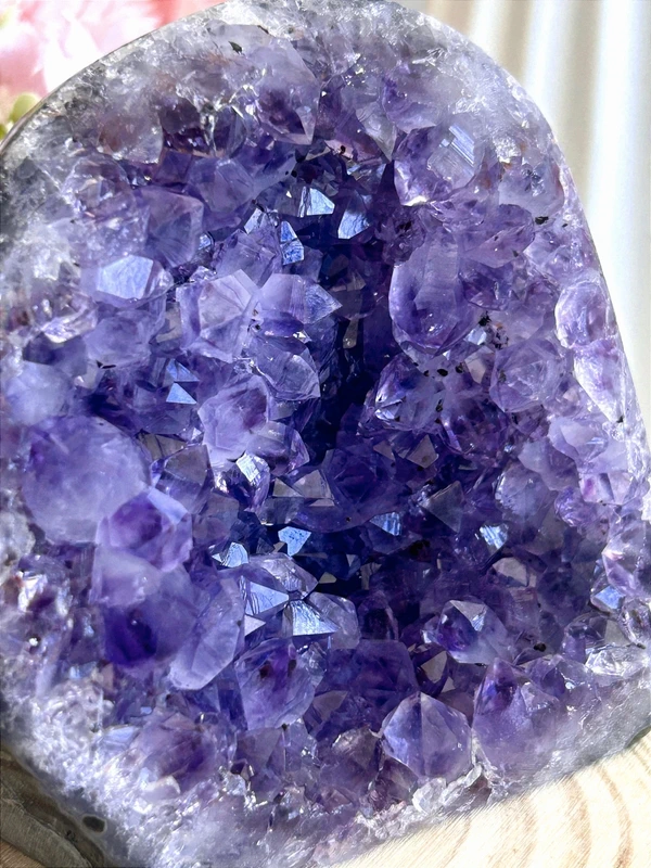Bright violet amethyst with natural pyrite