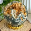 Esfera de ágata musgo con gran cavidad druzy