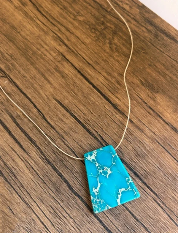Collar artesanal de jaspe azul estilo mar