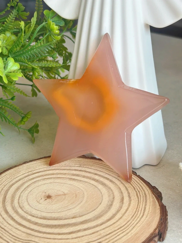 Estrella de ágata rosa con drusa • cristal
