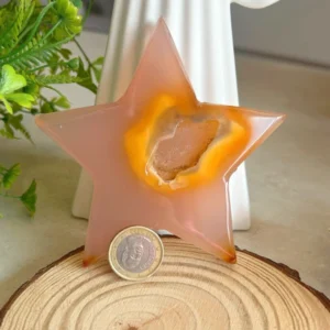 Estrella de ágata rosa con drusa • cristal