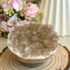 Agate bowl with golden flower-shaped druzy • Elegant decoration