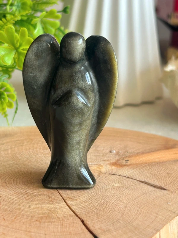 Ángel de obsidiana dorada • Decoración