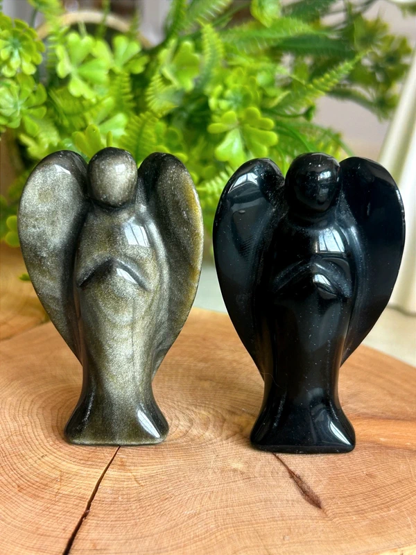 Ángel de obsidiana dorada • Decoración