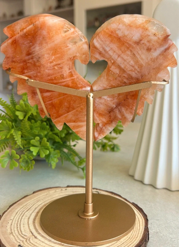 Orange crystal paired heart with wings