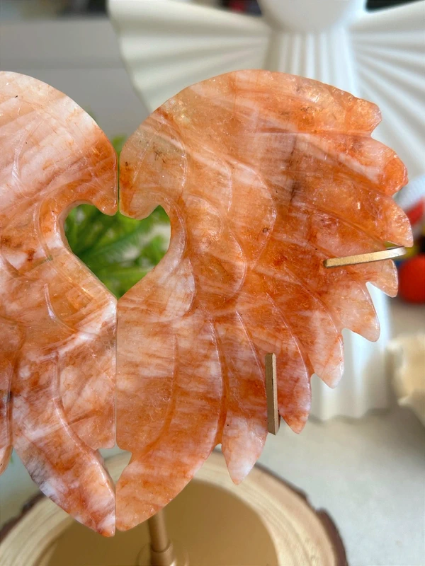 Orange crystal paired heart with wings