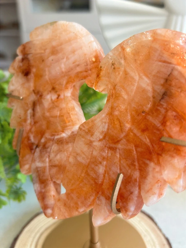 Orange crystal paired heart with wings