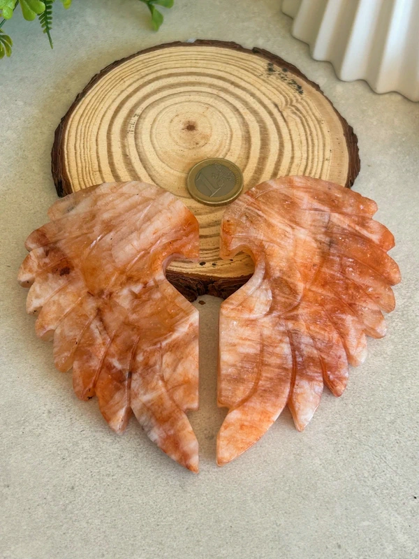 Orange crystal paired heart with wings