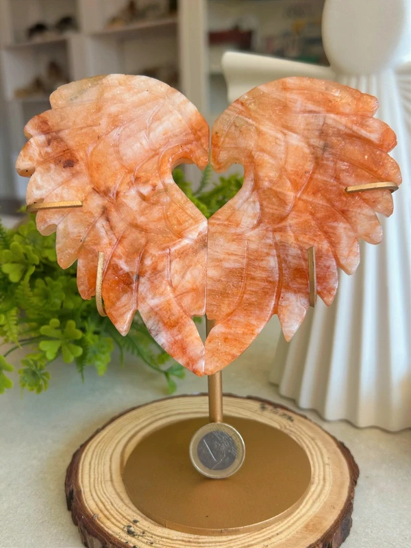 Orange crystal paired heart with wings