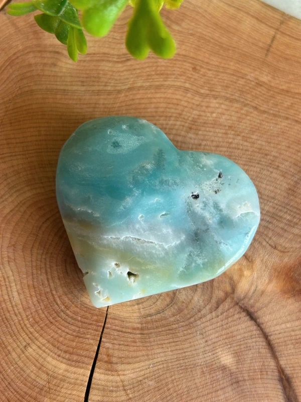Corazón de cuarzo caribeño azul