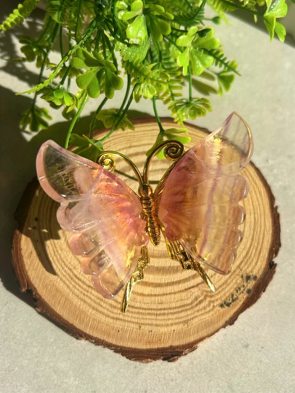 Mariposa de fluorita arcoíris natural • Cristal