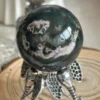 Natural agate sphere deep green