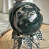 Natural agate sphere deep green