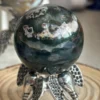 Natural agate sphere deep green