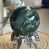 Natural agate sphere deep green