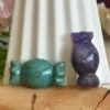 Candy-shaped figure in natural stone • Amazonite / Amethyst