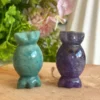 Candy-shaped figure in natural stone • Amazonite / Amethyst