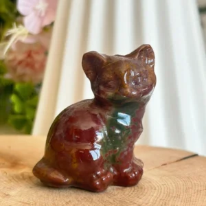 Figura de gato en ágata multicolor