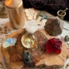Lightning-Struck Wood / Sun-Moon-Zodiac Astrological Board / Crystal Display Stand