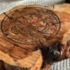 Lightning-Struck Wood / Sun-Moon-Zodiac Astrological Board / Crystal Display Stand
