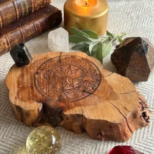 Madera de Rayo / Tabla Astrológica Sol Luna Zodiaco / Base para cristales