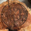 Lightning-Struck Wood / Sun-Moon-Zodiac Astrological Board / Crystal Display Stand