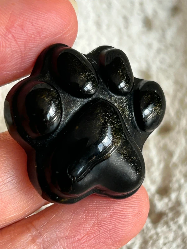 Pet paw print • Gold and silver obsidian