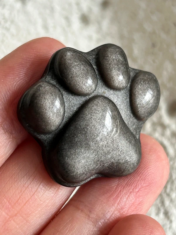 Pet paw print • Gold and silver obsidian