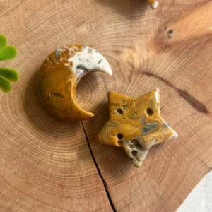 Pareja Luna y estrella de ágata tipo Crazy Lace
