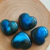 Labradorite hearts with an intense blue sparkle
